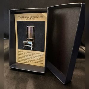 NIB Gustave Stickley Side Chair Collectible Pin Everson Museum Of Art Chrome